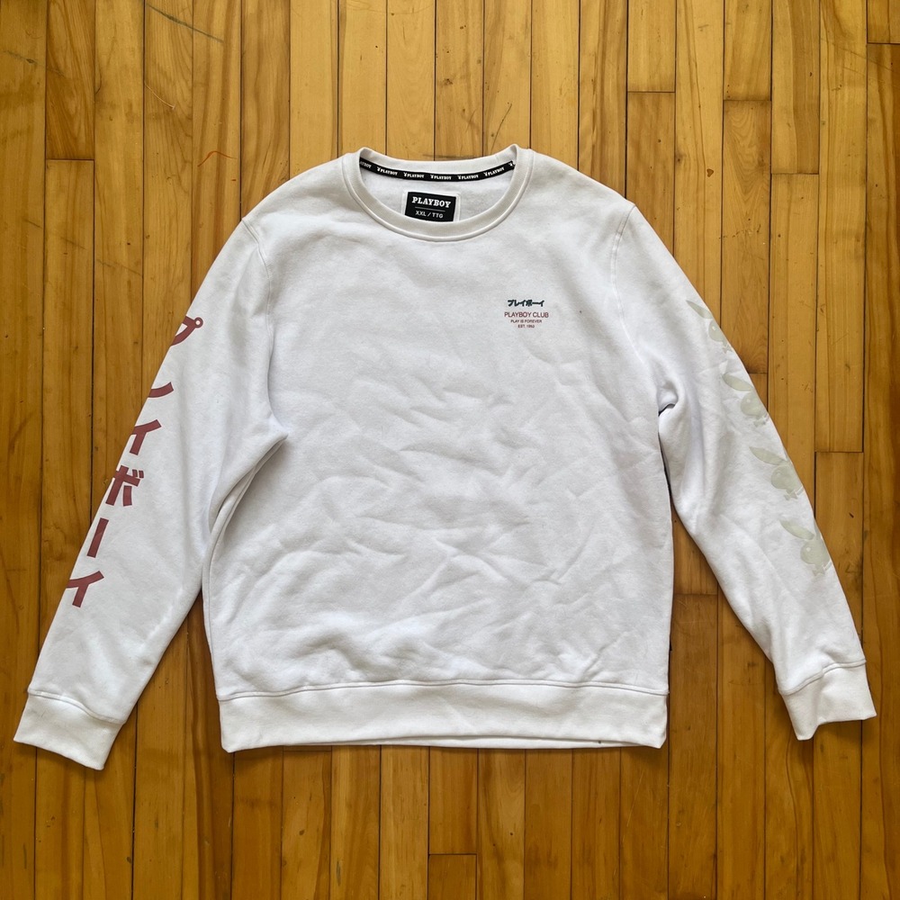 Playboy Club Crewneck Sweatshirt XXL TTG White Graphic Anime Bunnies Japan